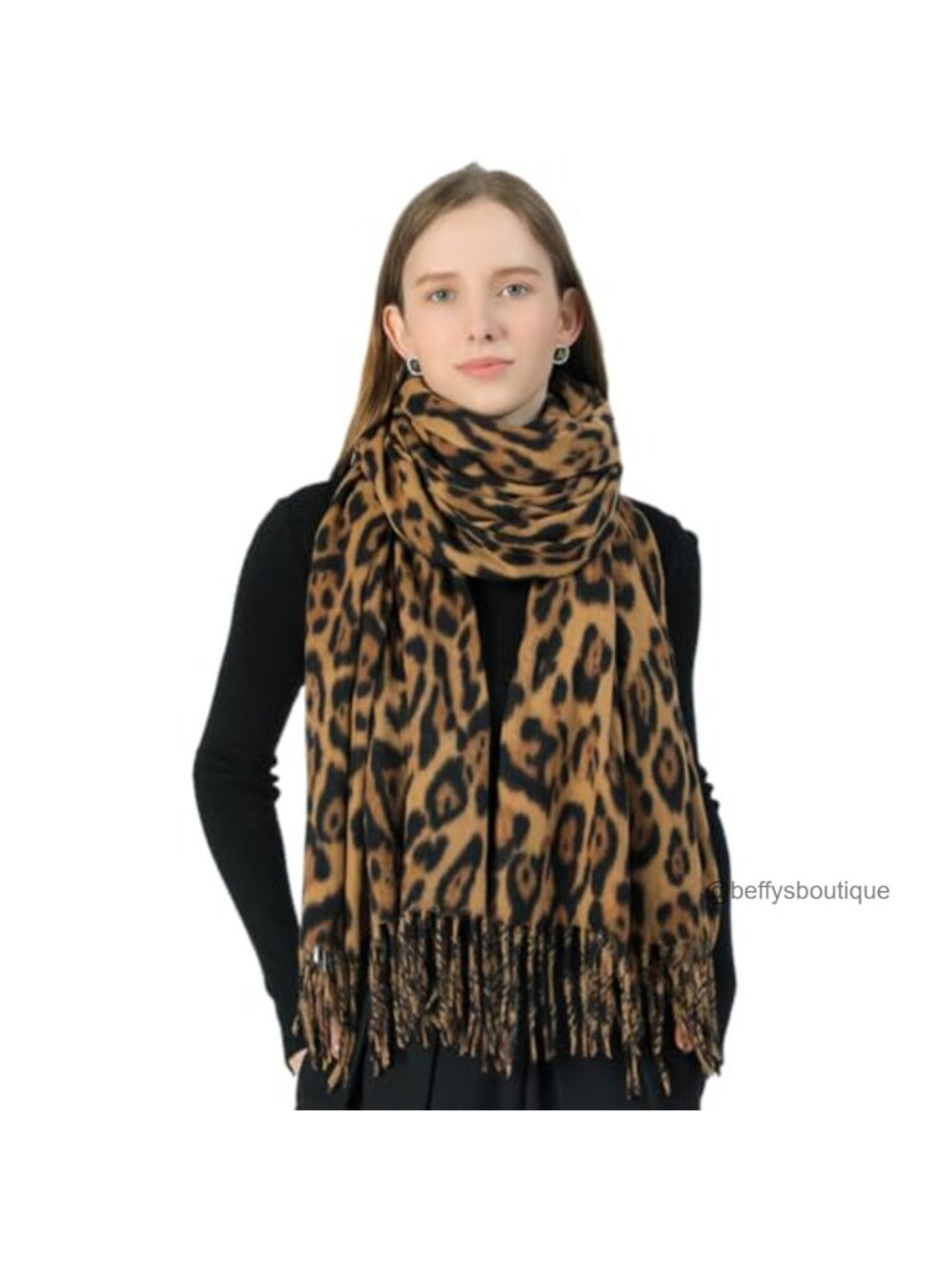 Cashmere Feel Leopard Blanket Scarf Winter Warm Wrap Shawl